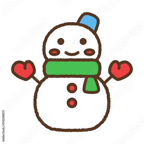 手書き風の単品アイコンイラスト　雪だるま