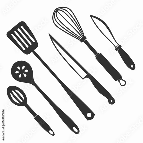 Black Silhouette Kitchen Utensils Collection kitchenware