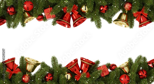 Wallpaper Mural Christmas border with bells and greenery, isolated on transparent background Torontodigital.ca