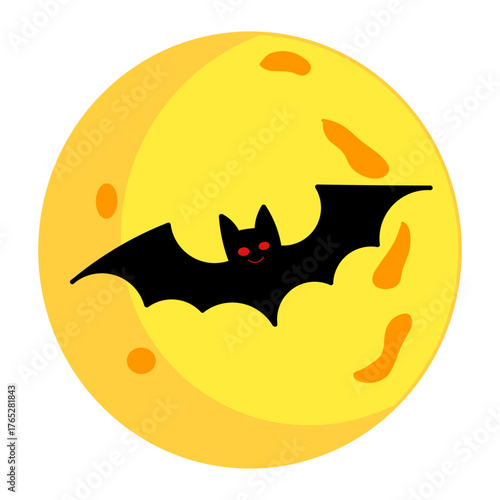 halloween moon with bat