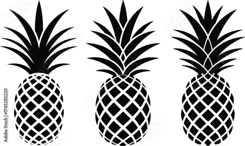 Black silhouette pineapple collection graphic elements