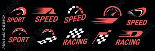 Sport Car Decal Stripe Vector Set – Red Racing Speed Stripes for Car Tuning, Automotive Design, and Vehicle Customization on Black Background
