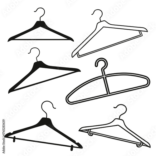 Collection of black and white clothes hangers garment hanger