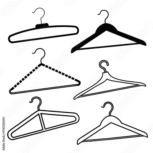 Collection of black and white clothing hangers garment hanger