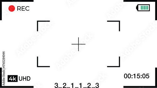 Camera Viewfinder  recording Screen Interface with REC Timer and 4K UHD Display