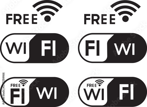 Free wifi zone icon set. internet spot designation. wifi area, wifi zone icon and logo.  signal vector icon. Wireless icon vector