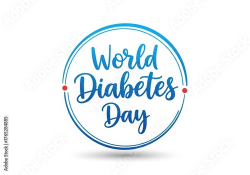 World Diabetes Day Typography Blue Circle Elegant Calligraphy Healthcare Awareness
