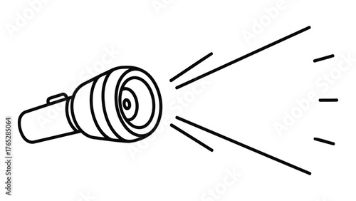 Illustration of a flashlight isolated on white background, a portable light source for illumination and emergency situations