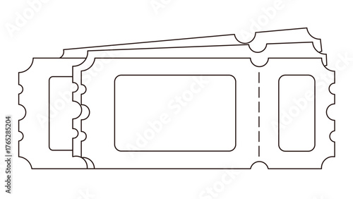 Illustration of three tickets isolated on white background, representing admission, events, or raffles