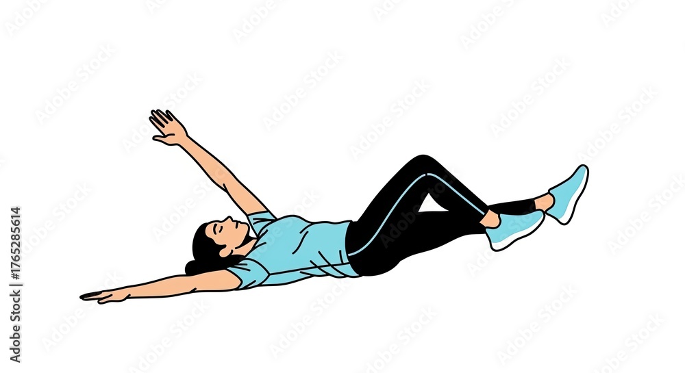 Fototapeta premium Woman Performing Exercise on White Background for Fitness.