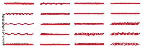 Chalk line underline brush set. Hand drawn crayon and pencil stroke with chalk texture and grunge mark for kid chalkboard design. Doodle border crayon underline in sketch style. Vector illustration 