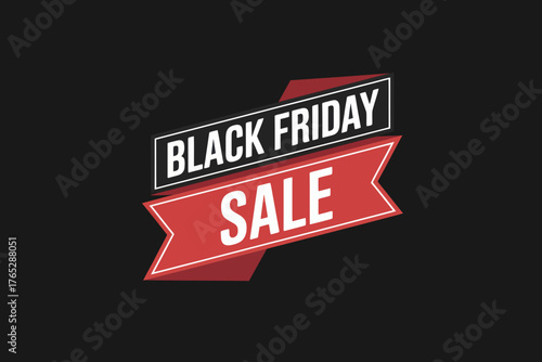 Illustration of a black friday sale advertisement with red banner and black background promotional event