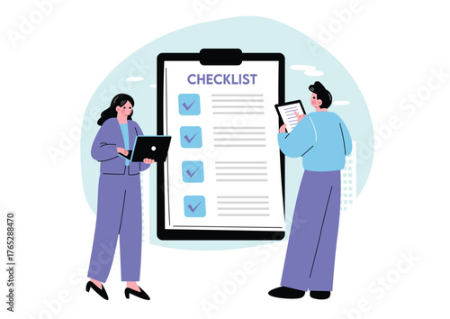 仕事のチェックリストを確認するビジネスパーソン
