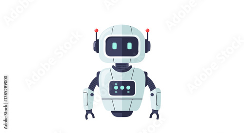 Cute cartoon robot with a friendly face, perfect for technology and futuristic themes