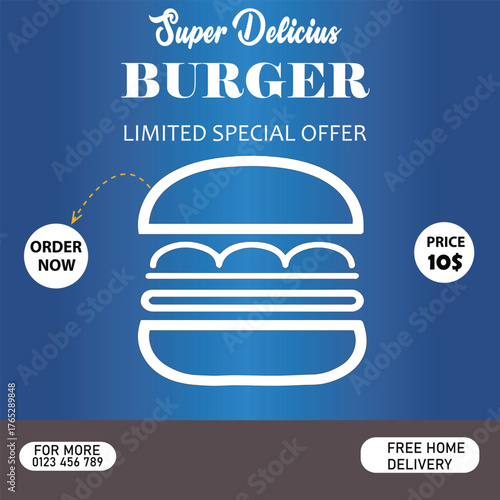 Mouthwatering Delicious Burger Advertisement Poster for Restaurant Promotion and Fast Food Marketing – 4K High Resolution Design
