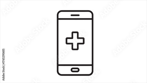 Modern online doctor consultation app icon featuring medical symbols and digital health elements