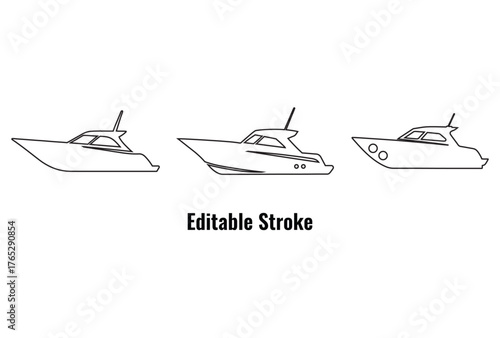 boat vector icon editable stroke, motor boat vector art illustration
