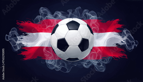 Football ball with Latvia flag smoke effect, sport concept design