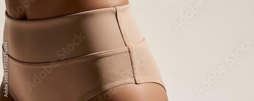 Close-Up Macro Photography of Beige High-Waisted Underwear