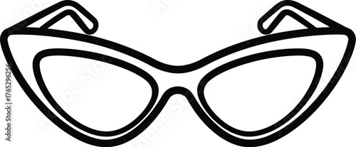 Cat eye sunglasses line art isolated on transparent background for summer fashion and retro style with a minimalist design