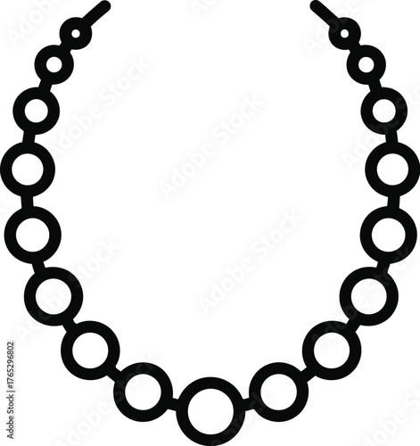 Elegant pearl necklace icon isolated on transparent background, a symbol of sophistication, beauty, and classic style in a minimalist design