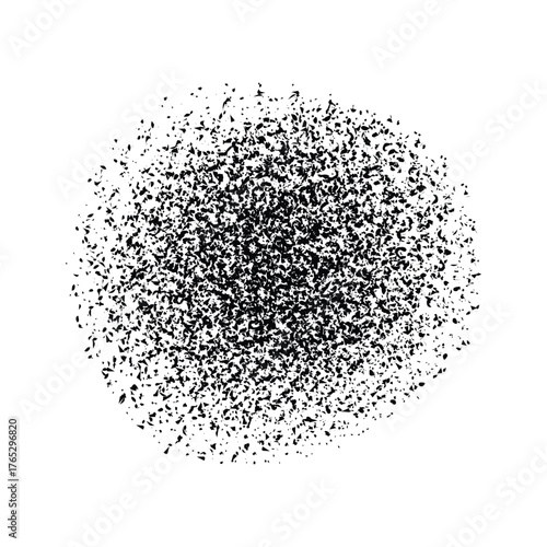 Distressed black ink splatter grunge vector texture isolated on white background for design element