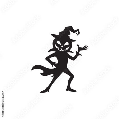 Shadowed Jack Halloween Silhouette Art.
