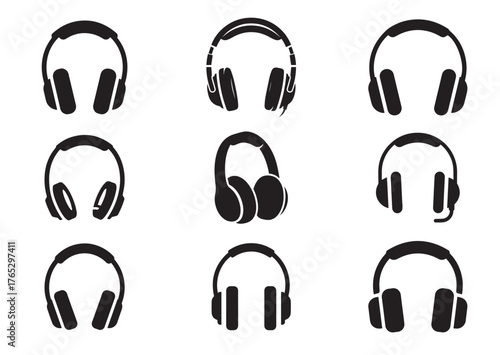 Headphones icon, Headphones silhouette vector
