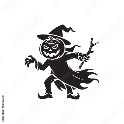 Shadowed Jack Halloween Silhouette Art.