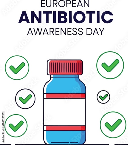 Medicine bottle for european antibiotic awareness day to promote responsible use of antibiotics