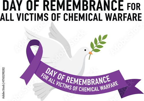 Commemorating the day of remembrance for all victims of chemical warfare with a dove carrying an olive branch