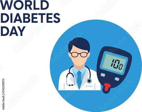 World diabetes day doctor and glucose meter, awareness of diabetes, prevention and treatment of diabetes