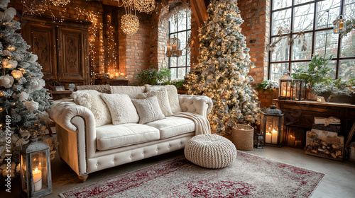 New Years photo zone christmas tree interior decorations home holiday christmas decoration on the wall