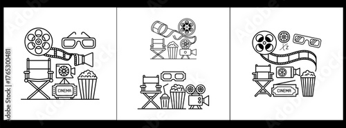 Movie making and film production illustration isolated on white background