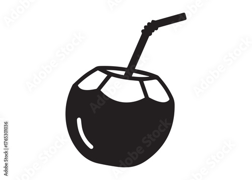 Coconut water drink icon, Coconut water drink silhouette vector