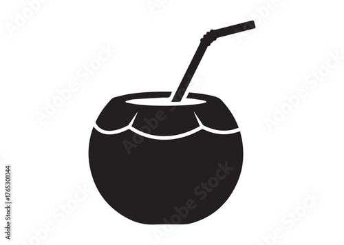 Coconut water drink icon, Coconut water drink silhouette vector