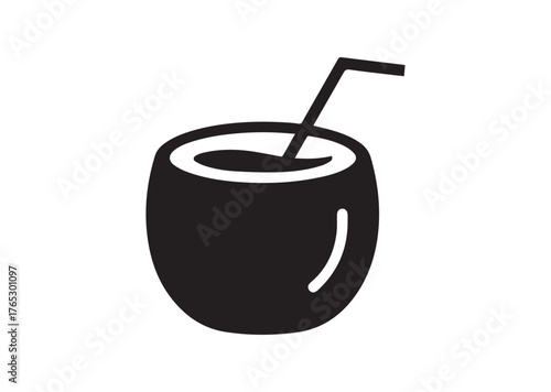 Coconut water drink icon, Coconut water drink silhouette vector