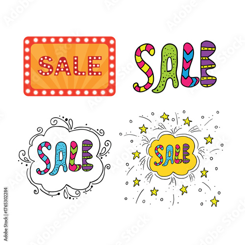 Set vector sing with sale banner. Sale and discounts