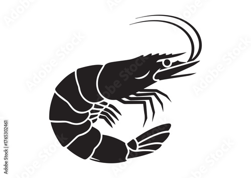 Shrimp icon, Shrimp silhouette vector