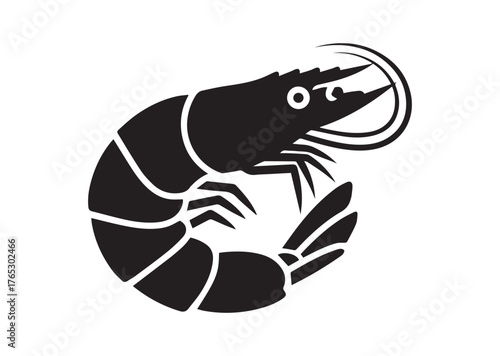 Shrimp icon, Shrimp silhouette vector