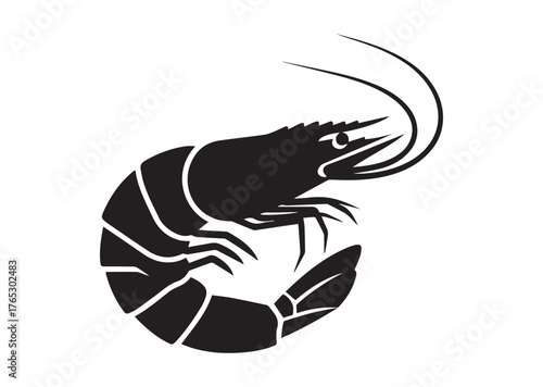 Shrimp icon, Shrimp silhouette vector
