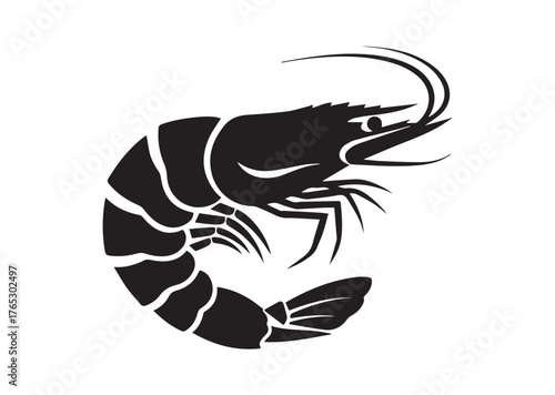 Shrimp icon, Shrimp silhouette vector