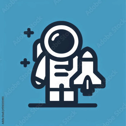 Astronaut holding a rocket ship ready for space exploration adventure.