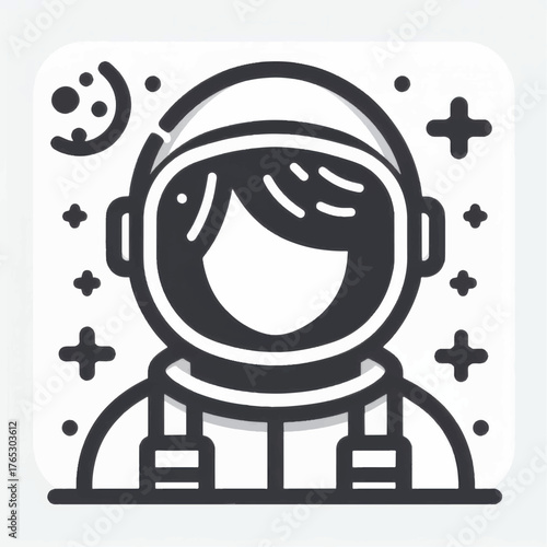 astronaut profile illustration space suit helmet simple design.