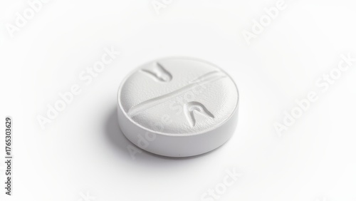 aspirin tablet closeup isolated on white background showing medical drug used as nsaid and antiplatelet agent for pain relief fever and inflammation concept of medicine, healthcare