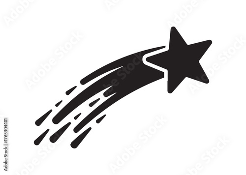 Shooting star icon, Shooting star silhouette vector