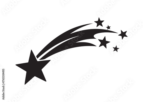 Shooting star icon, Shooting star silhouette vector