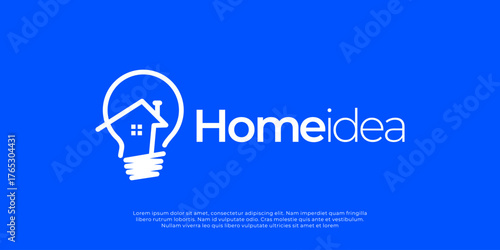 Modern and minimalist logo combining a house and light bulb symbol,