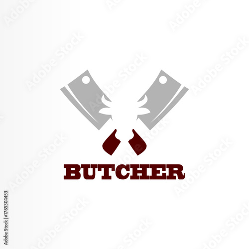 Butcher Shop Logo Design – Minimal Vector Emblem with Crossed Meat Cleavers