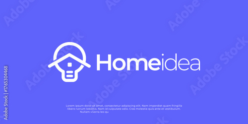 Modern and minimalist logo combining a house and light bulb symbol,